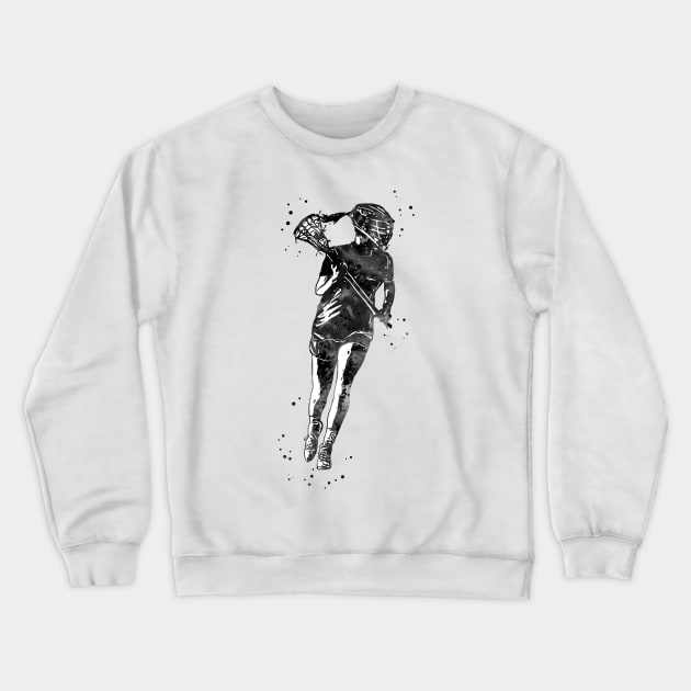 Lacrosse Player Girl Crewneck Sweatshirt by RosaliArt